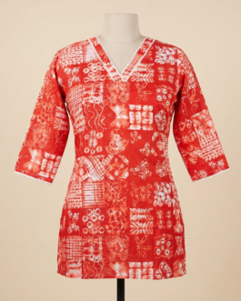 Red Printed Cotton Tunic– Elegant Everyday Wear – Ruhita Fashion