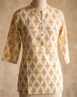 Buy Cream Printed Cotton Kurti & Tunics Daily wear- Ruhita Fashion
